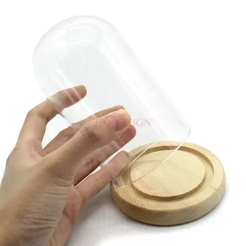 Круглая деревянная стеклянная крышка размером 7X12 см, одинарная пылезащитная прозрачная крышка дисплея, модель 