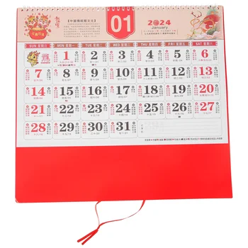 Настенный Календарь Зодиака Года Дракона, Офисный Ежемесячник с четкой печатью, Тонкое Планирование в китайском стиле, Подвесные Бумажные Аксессуары, Традиционный