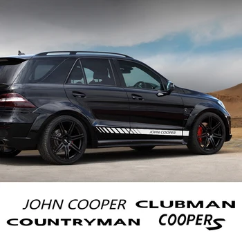 Для Mini John Cooper Countryman Coopers Clubman 2ШТ Наклейки на боковую юбку двери автомобиля Отделка Наклейки Аксессуары для стайлинга автомобилей Украшения