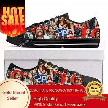 Обувь Tupac Rapper 2Pac, Высококачественные кроссовки с низким берцем, Мужские и женские дизайнерские парусиновые кроссовки, Повседневная обувь для пары на заказ