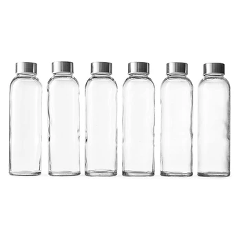Бутылки из прозрачного стекла емкостью 18 унций, Многоразовые Бутылки для воды с крышками, не содержащие БисфенолаА, экологически чистые для приготовления сока