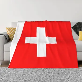 Одеяло с флагом Швейцарии, Мягкий флис, Осенние теплые Фланелевые пледы, Покрывало для дивана, Покрывало для спальни Изображение 0