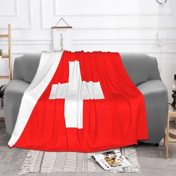 Одеяло с флагом Швейцарии, Мягкий флис, Осенние теплые Фланелевые пледы, Покрывало для дивана, Покрывало для спальни Изображение 1