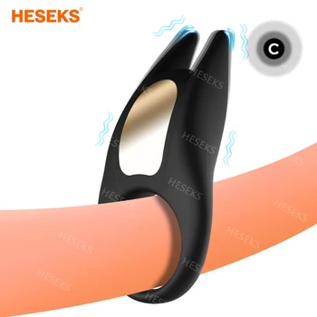 Силиконовое стопорное кольцо HESEKS Вибрирует Секс-игрушки для мужчин 10 Частот вибрации Стопорное кольцо для спермы Задержка эякуляции Секс-игрушки Вибратор