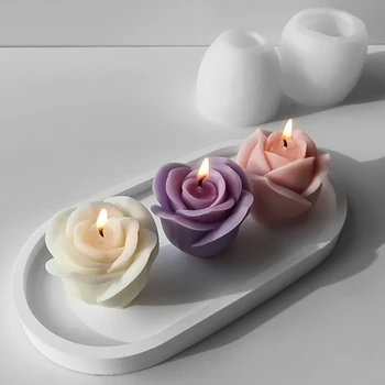 Силиконовая форма для свечи в виде 3D розы, сделай САМ, форма для мыла с цветочной помадкой, желе, шоколад, принадлежности для выпечки ко Дню Святого Валентина