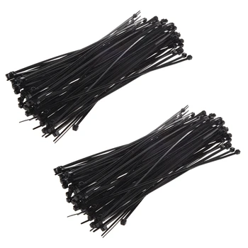 8-дюймовые пластиковые кабельные стяжки на молнии 200 шт. (черные)