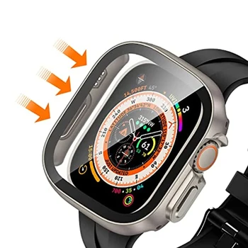 Стекло + чехол для Apple Watch 8 7 45 мм 41 мм 44 мм 40 мм Изменение внешнего вида на Ultra Обновление Защитного чехла экрана для iWatch 4 5 6 SE Изображение 2