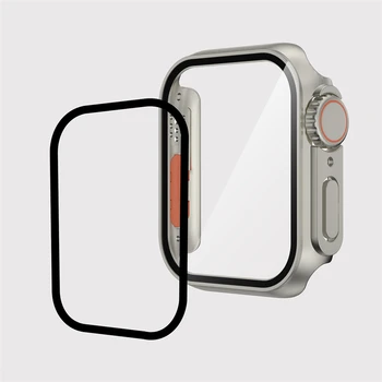 Стекло + чехол для Apple Watch 8 7 45 мм 41 мм 44 мм 40 мм Изменение внешнего вида на Ultra Обновление Защитного чехла экрана для iWatch 4 5 6 SE Изображение 3