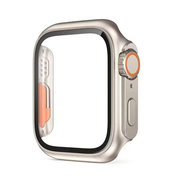 Стекло + чехол для Apple Watch 8 7 45 мм 41 мм 44 мм 40 мм Изменение внешнего вида на Ultra Обновление Защитного чехла экрана для iWatch 4 5 6 SE Изображение 5