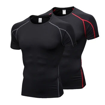Мужская компрессионная футболка, спортивная футболка для тренировок, быстросохнущая футболка для фитнеса, мужские футболки для бодибилдинга Rashgard, футболки для бега в тренажерном зале Изображение 0