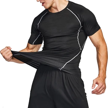 Мужская компрессионная футболка, спортивная футболка для тренировок, быстросохнущая футболка для фитнеса, мужские футболки для бодибилдинга Rashgard, футболки для бега в тренажерном зале Изображение 1