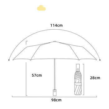 Складной зонтик от дождя и солнца с милым мультяшным мишкой, ветрозащитный, трехстворчатый, полностью автоматический, летний Изображение 3