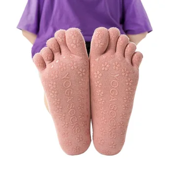 1 пара противоскользящих носков с пятью пальцами, крест-накрест, носки для йоги с пятью пальцами, разделенные на пять пальцев, полуоткрытые, с пятью пальцами Изображение 3