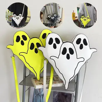 Сумки на Хэллоуин, забавные 3D сумки на плечо с мультяшным призраком, женские милые кошельки для мобильных телефонов, сумка через плечо Изображение 0