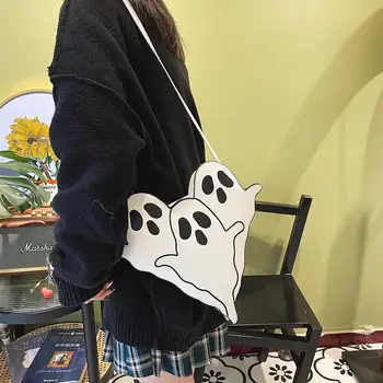Сумки на Хэллоуин, забавные 3D сумки на плечо с мультяшным призраком, женские милые кошельки для мобильных телефонов, сумка через плечо Изображение 1