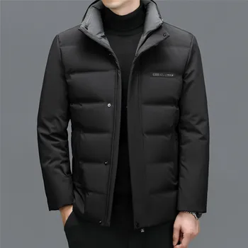 YXL-7788 Новый зимний мужской пуховик с капюшоном, теплая и утолщенная куртка, повседневная деловая куртка с отворотом из белого утиного пуха, тренд Изображение 2