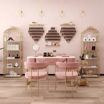 Современный минималистичный маникюрный стол и набор стульев Light Luxury Для салона красоты, маникюрные столы, салонная мебель, стол для домашнего макияжа ногтей
