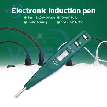 Электронная цифровая тестовая ручка с безбатарейным приводом, бытовая для электриков для проверки электричества, может тестировать напряжение от 12 до 250 В