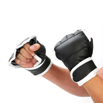 Боксерские перчатки с полупальцами из искусственной кожи для борьбы с кикбоксингом, перчатки для каратэ Муай Тай, Тренировочные перчатки для детей и мужчин